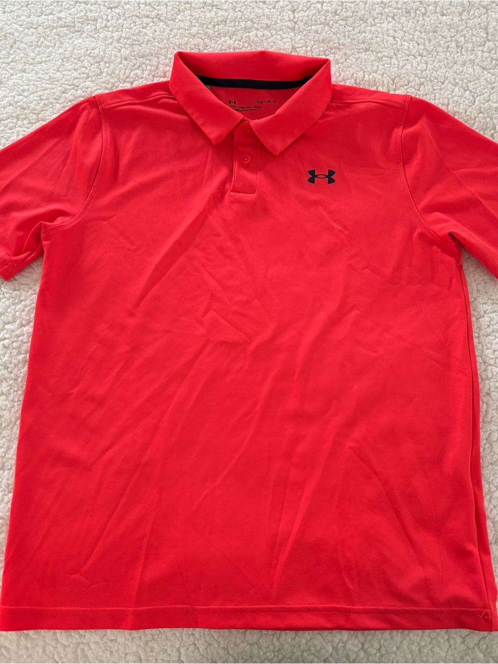 Under Armour Boy’s Bright Red Performance Polo with Black Logo